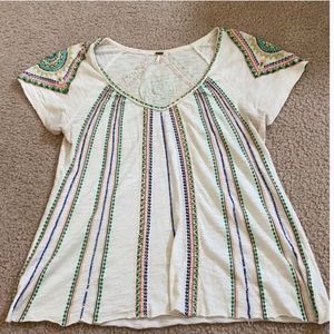 Free People Anthropologie urban outfitters top Shirt beaded v-neck Size XS